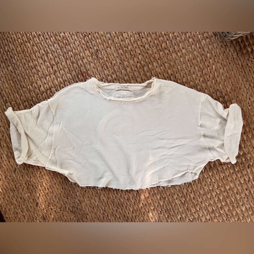 Free People cropped cut off thermal in cream, size small